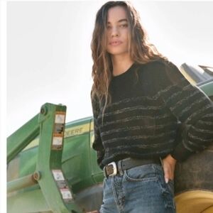 Rails Allegra black metallic crewneck cashmere blend sweater